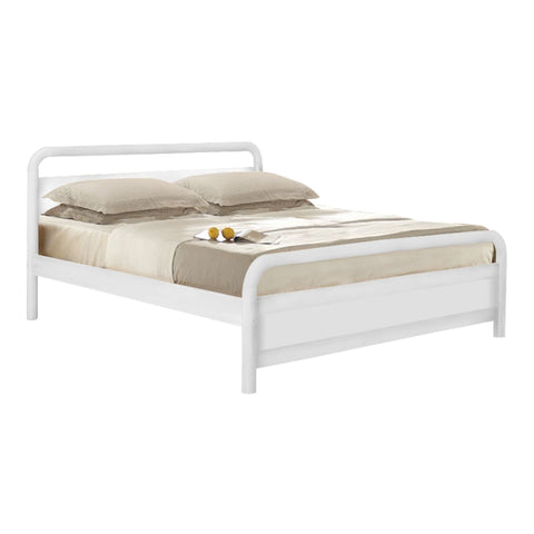 Image of Kairo Queen/King Solid Rubberwood Bed Frame w/ Underbed Space in White Color