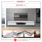 Garnet Series 3 Floating TV Console with Built-in Socket in White Colour