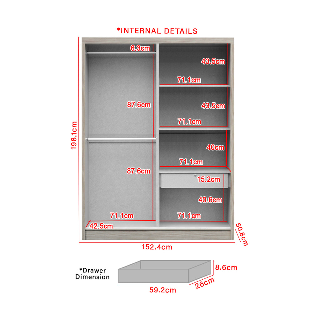 Kenzo 5FT Sliding Door Wardrobe - Model C
