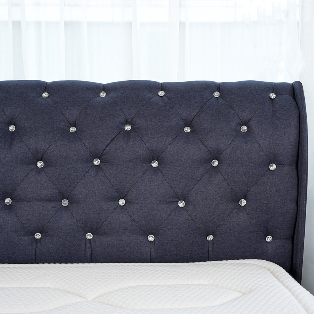 Rinoa Series 3 Woven Fabric Divan Bed Frame in Dark Navy Colour - All Sizes Available