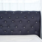 Rinoa Series 3 Woven Fabric Divan Bed Frame in Dark Navy Colour - All Sizes Available