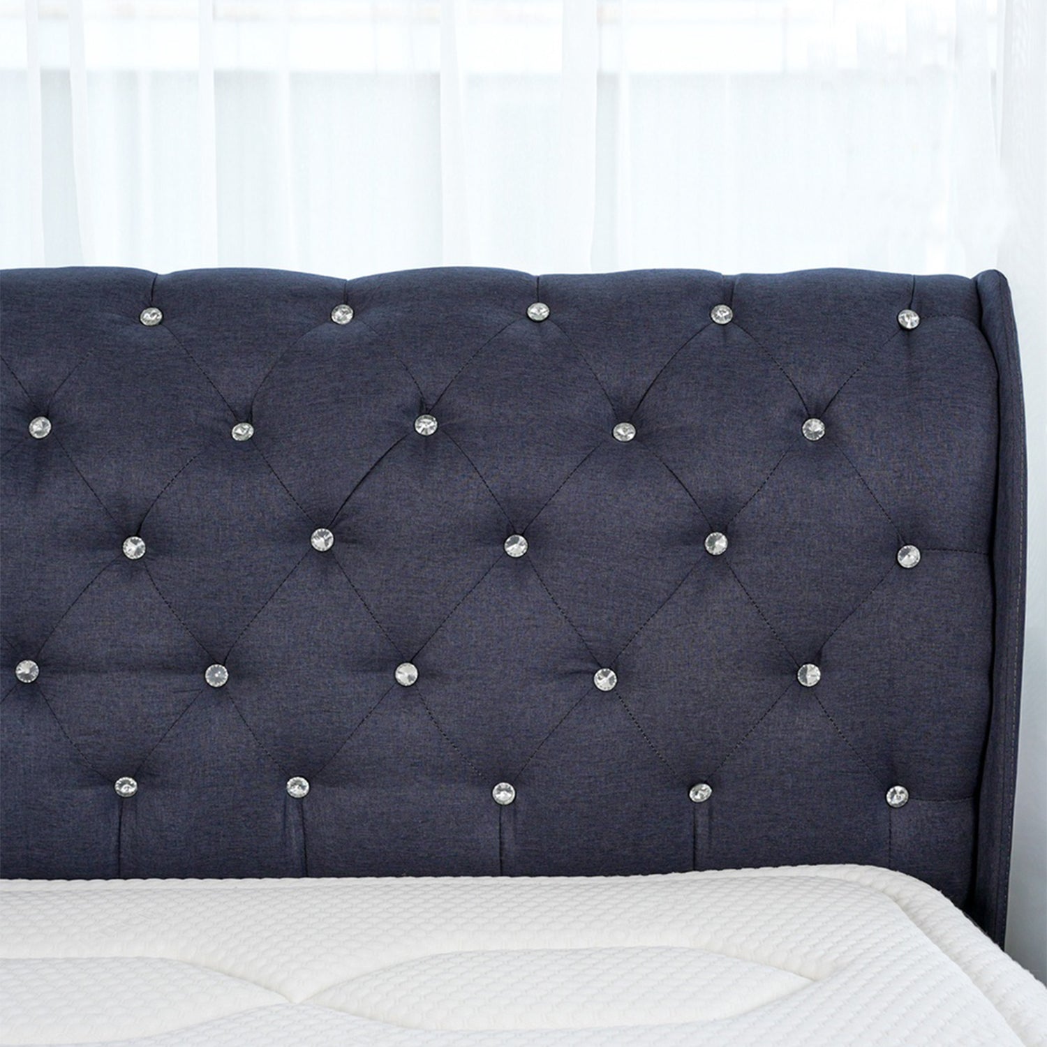 Rinoa Series 3 Woven Fabric Divan Bed Frame in Dark Navy Colour - All Sizes Available
