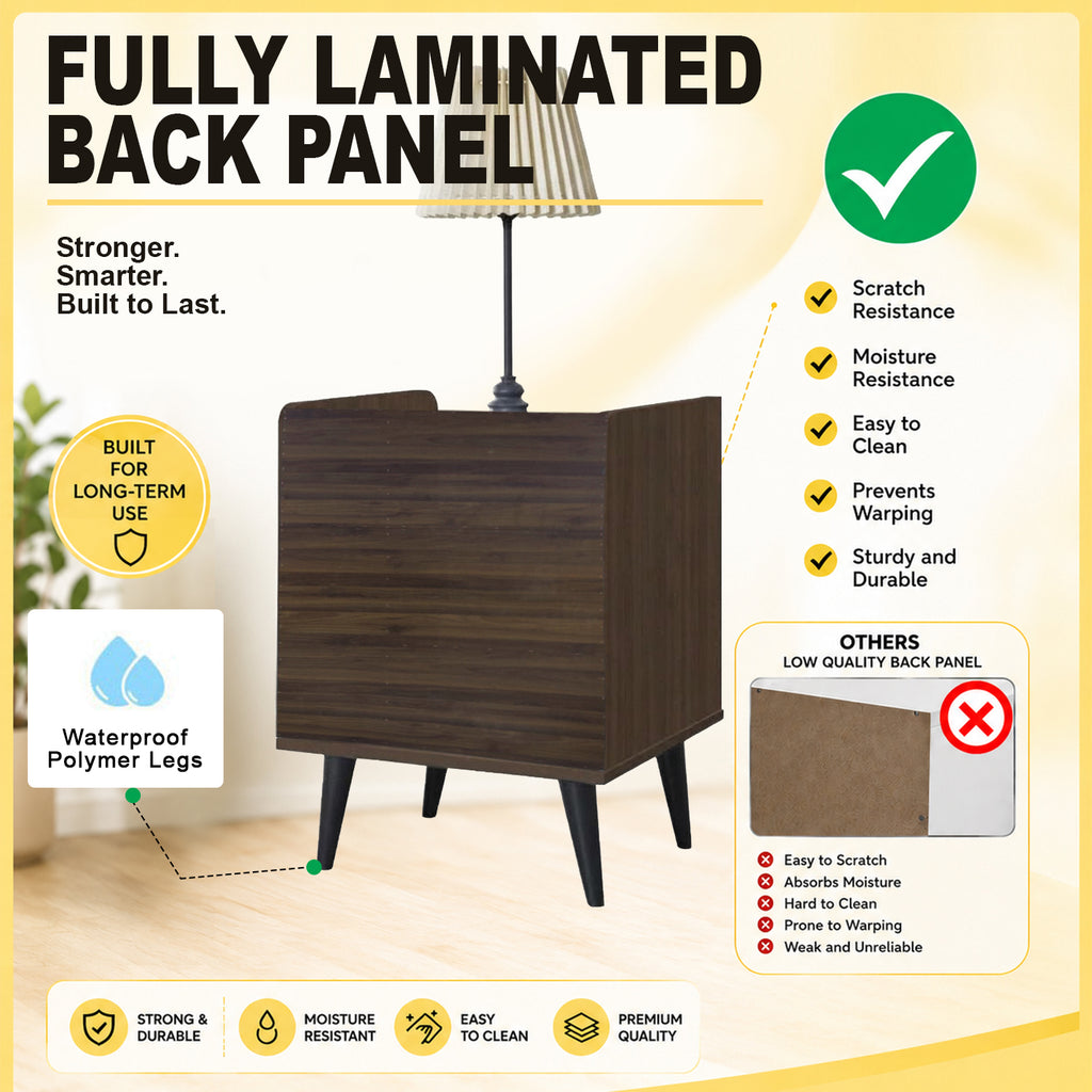 Arius CARB-P2 Certified Board Bedside Table Side Table in Fully Laminated Finish in 6 Colours