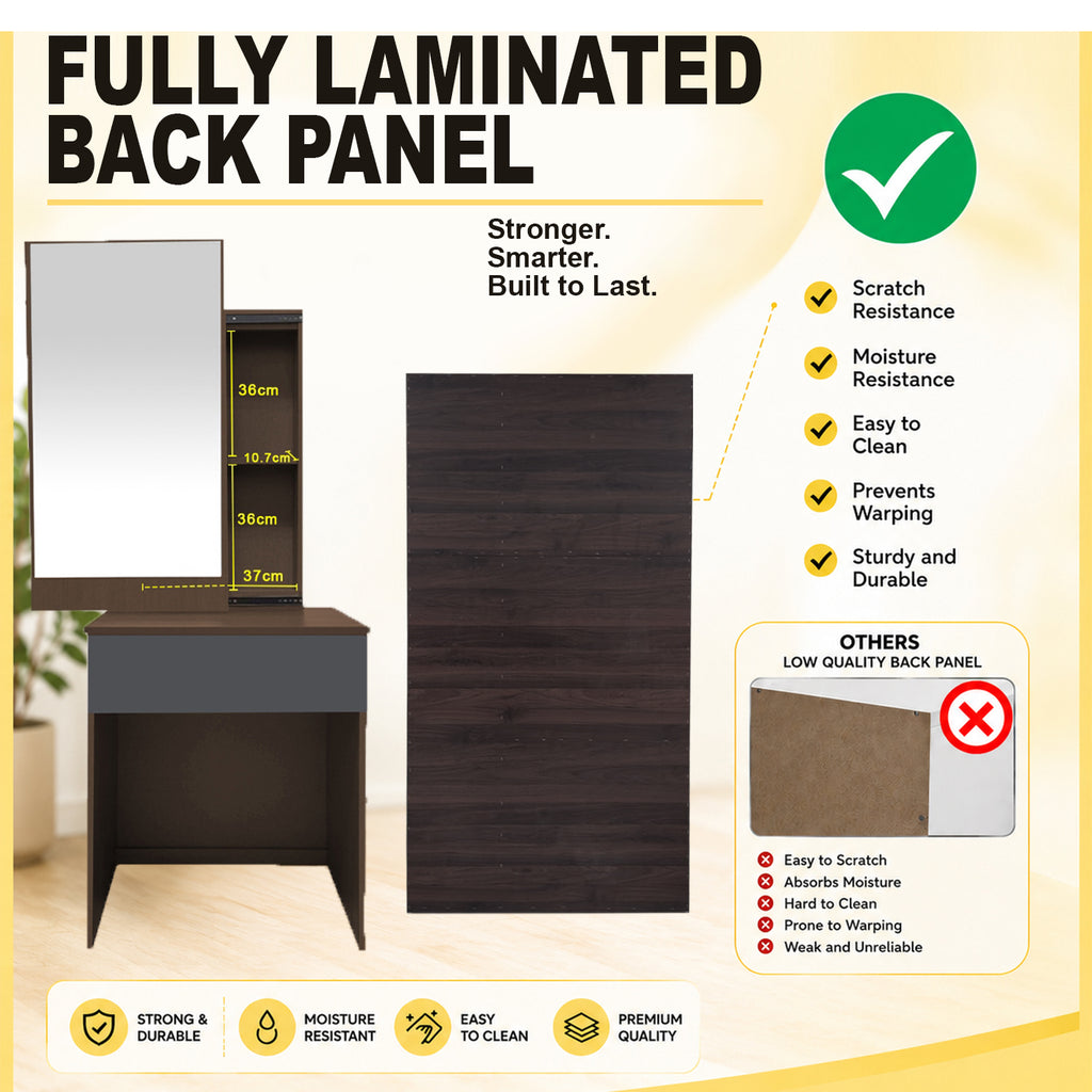 Ritch CARB-P2 Certified Board Dressing Table With Free Stool Gliding Drawer In 6 Colours