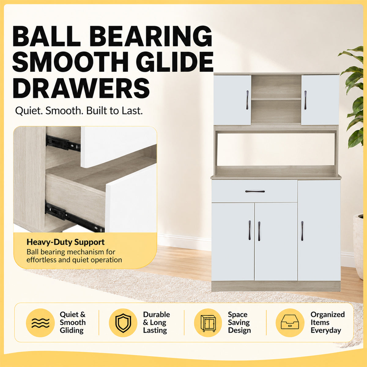 Ponio Series A Kitchen Cabinet CARB-P2 Certified Board with Drawers and Top Cabinet in 4 Colours