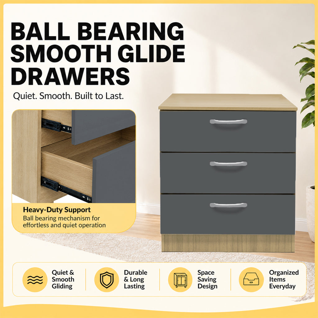 Cocon CARB-P2 Certified Board Premium v 3-Drawer Full Laminated Back Panel in 6 Colours