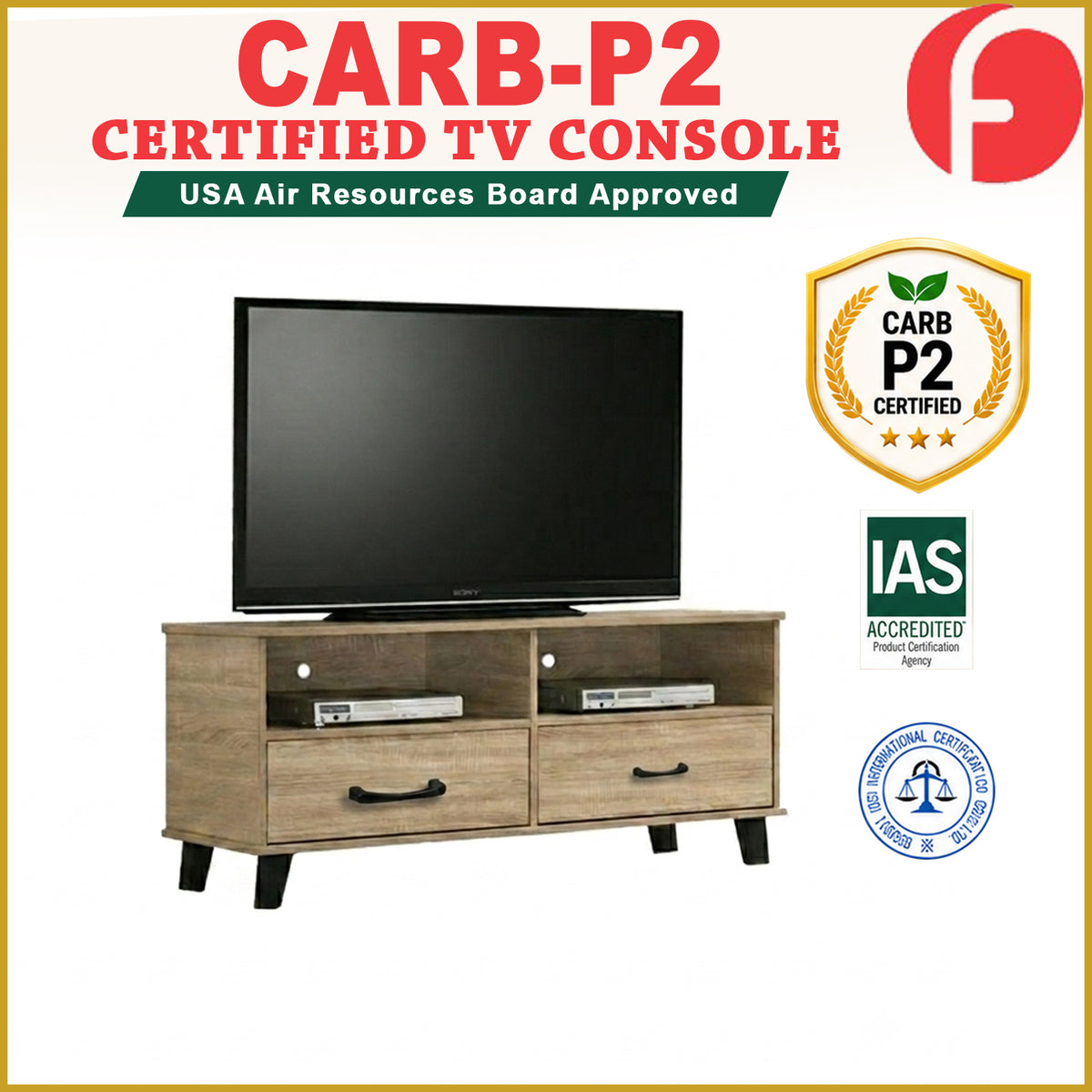 Blair TV Console Cabinet Made with CARB-P2 Certified Board with Drawers - 3 Colours Available