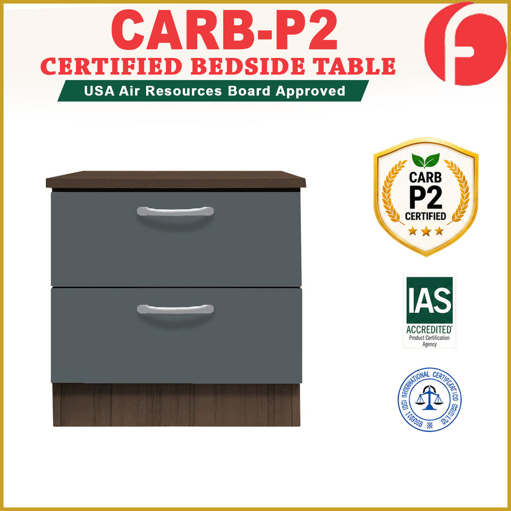 Cocon CARB-P2 Certified Board Premium Bedside Table 2-Drawer Full Laminated Back Panel in 6 Colours