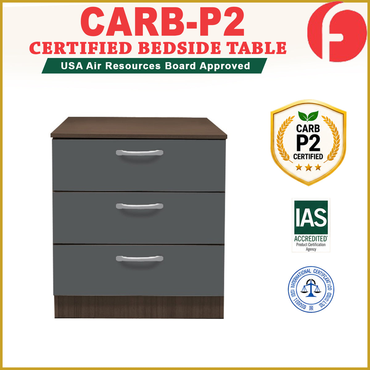 Cocon CARB-P2 Certified Board Premium v 3-Drawer Full Laminated Back Panel in 6 Colours