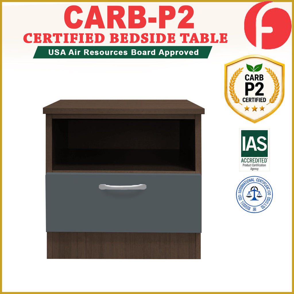 Bary CARB-P2 Certified Board Bedside Table Fully Laminated Back Panel in 6 Colours