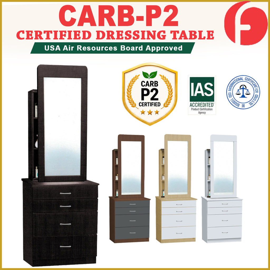 Velin CARB-P2 Certified Board Dressing Table / Gliding Drawer Dresser in 6 Colours