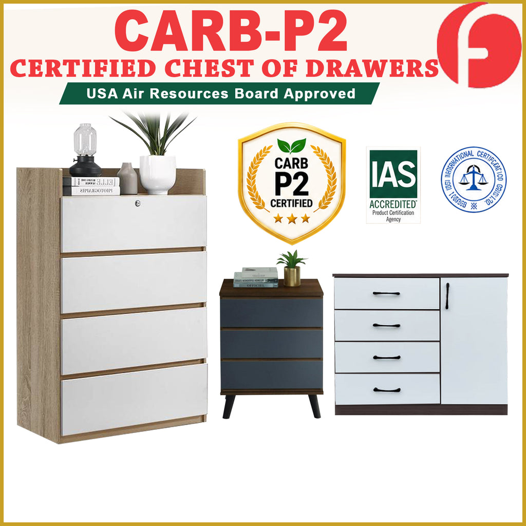 Hersh Premium Chest of Drawers Collection CARB-P2 Certified Board Full Laminated Back Panel in 6 Colours