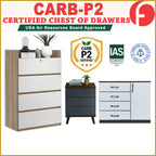 Hersh Premium Chest of Drawers Collection CARB-P2 Certified Board Full Laminated Back Panel in 6 Colours