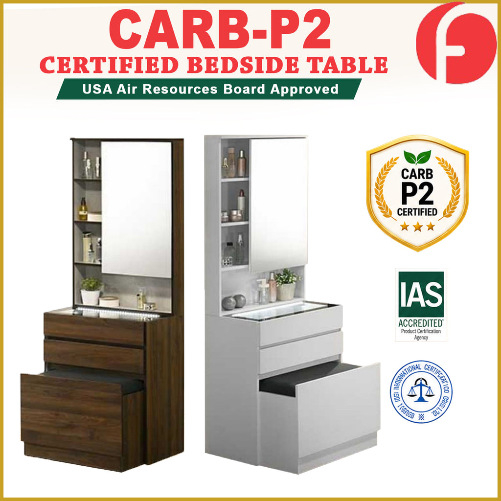 Tallon CARB-P2 Certified Board Dressing Table With Led Light and Mirror In White and Columbia Colour