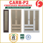CROSSIA CARB-P2 Certified Board 1-5 Doors Wardrobe Rattan Design with Drawers Top Cabinet