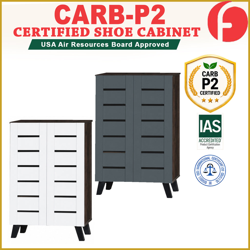 LUNA CARB-P2 Certified 2 Doors Shoe Cabinet with Air Ventilation Shoe Rack in 2 Colours