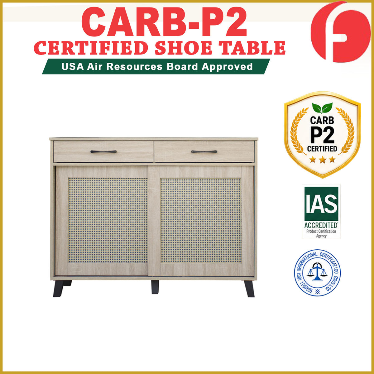 Kaito Japanese Sliding Door Shoe Cabinet CARB-P2 Certified Board in 2 Colours