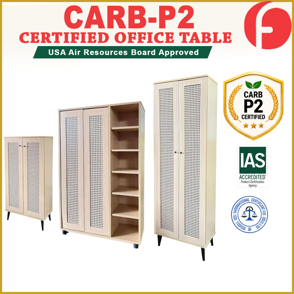 Connie Series Shoe Cabinet CARB-P2 Certified Board Laminated Rattan Pattern