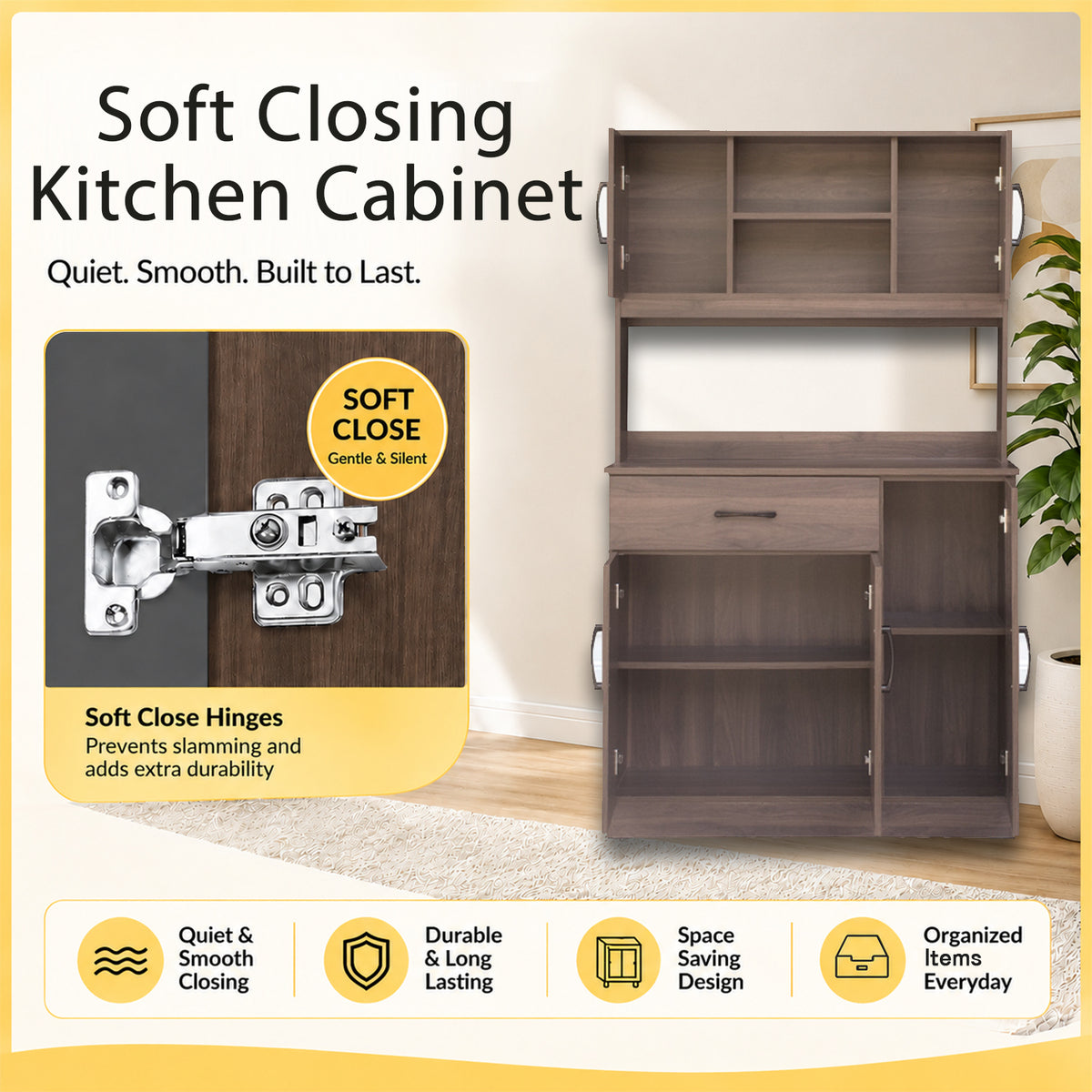 Ponio Series A Kitchen Cabinet CARB-P2 Certified Board with Drawers and Top Cabinet in 4 Colours