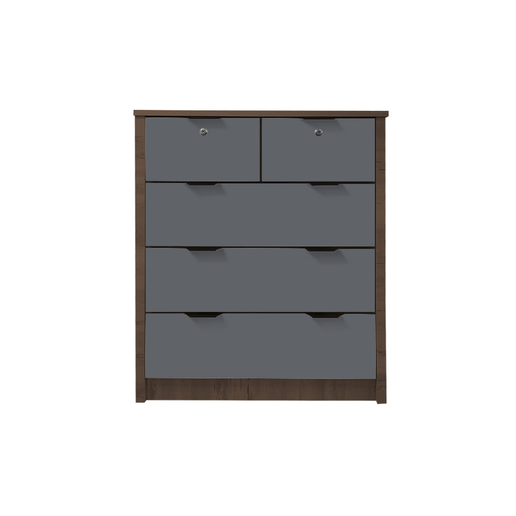 Flori 5-Drawers Premium Chest of Drawers Full Laminated Back Panel in 6 Colours