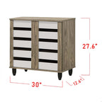 Miami 2 Door Shoe Cabinet In Brown/ White