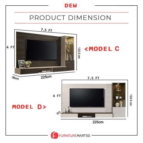 Image of Dew Series Living Room TV Console with LED Backlight in 4 Design