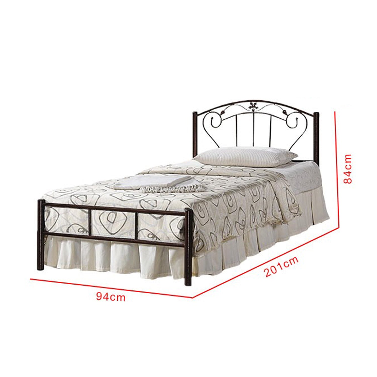 Adaline Series 3 Single Size Metal Bed Frame with Optional Mattress Add On