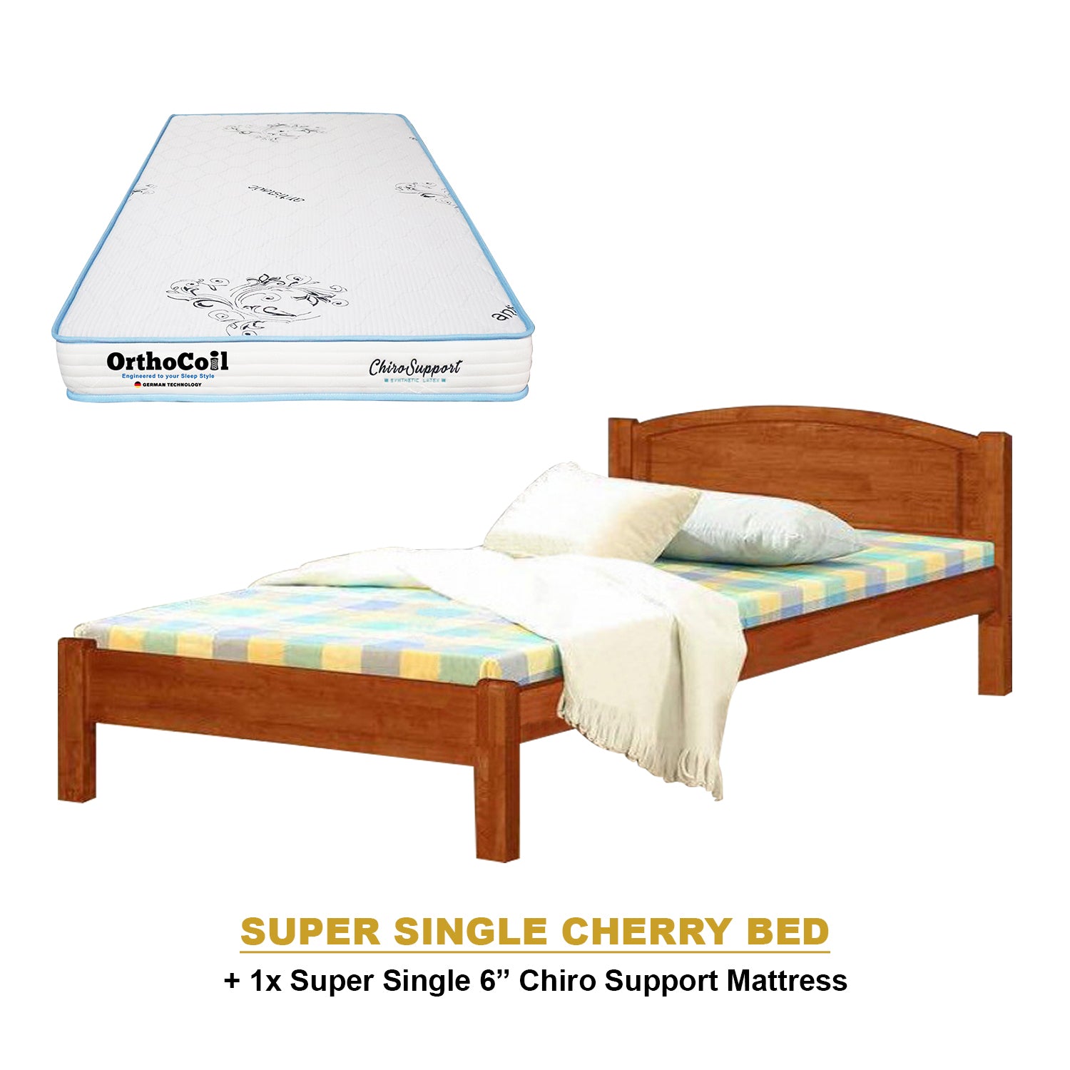Yanny Pull-Out Bed Single, Super Single Solid Rubberwood Bed Frame w/ Mattress Option