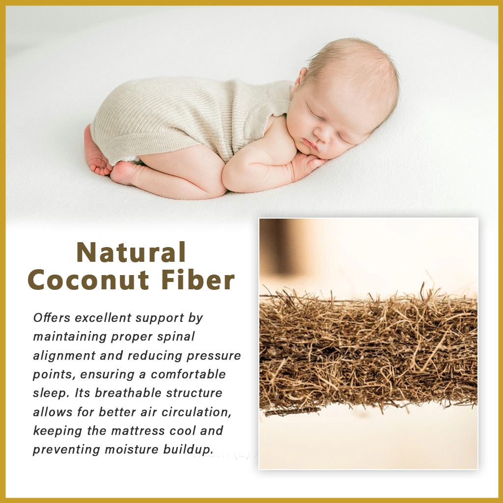 Honey Coconut Fibre Mattress Topper 1" Cooling Silk Fabric - All Sizes Available