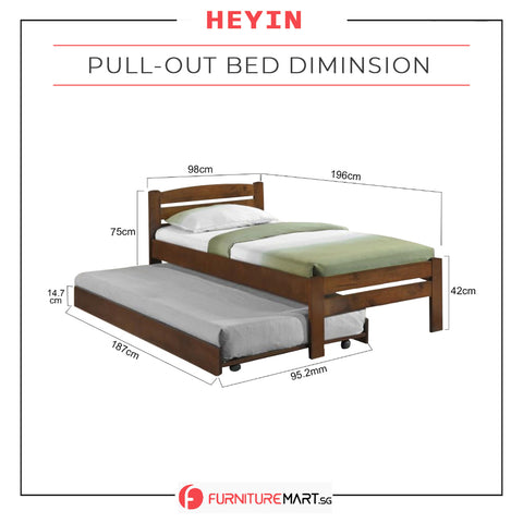 Image of Heyin Single Wooden Bed Frame with Underbed Clearance for Extra Storage - with Mattress Option