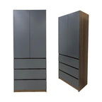 Nolin Modern 2 Door Hanging Wardrobe + 3 Layer Drawer Laminated Back Panel