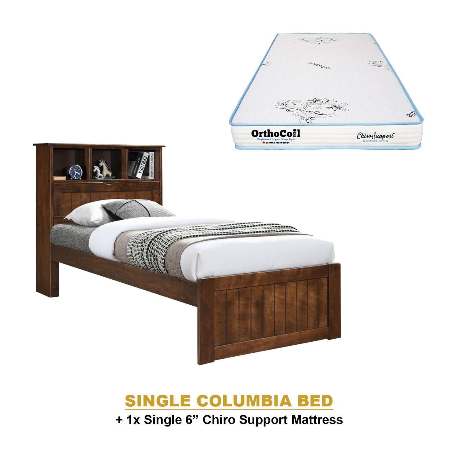 Maria Pull-Out Bed Single, Super Single Solid Rubberwood Bed Frame w/ Mattress Option