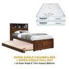 Maria Pull-Out Bed Single, Super Single Solid Rubberwood Bed Frame w/ Mattress Option