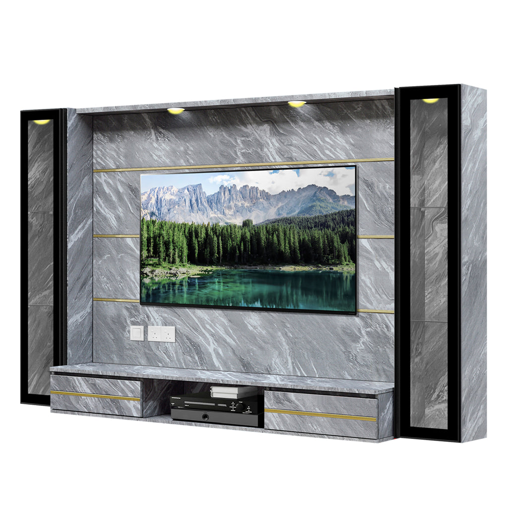 Petra Series Wall Mount TV Console Marble Finish with Light and Built-in Socket in 3 Models