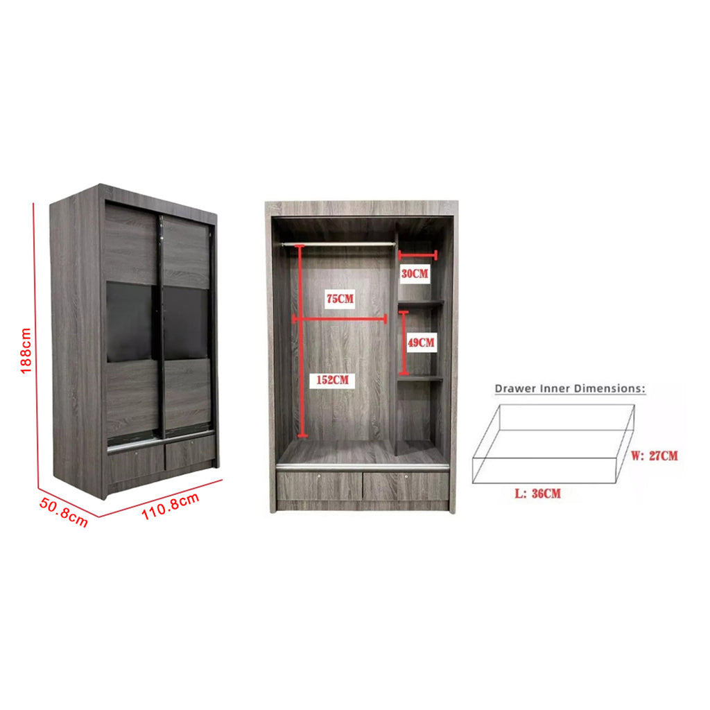 Lindy Series3 4 Feet Solid Sliding Door Wardrobe