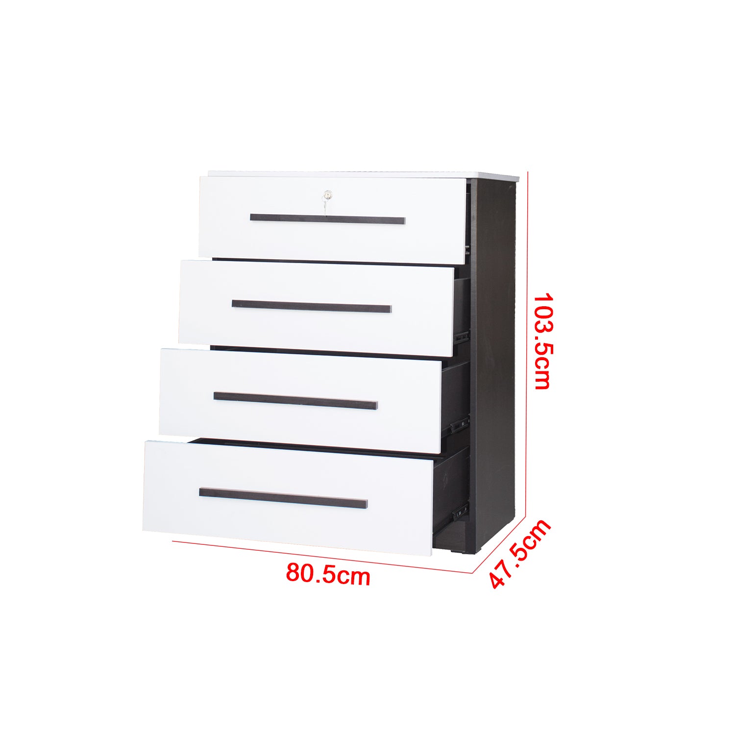 Camie 4 Premium Chest of Drawers Storage Full Laminated Back Panel in 2 Colour