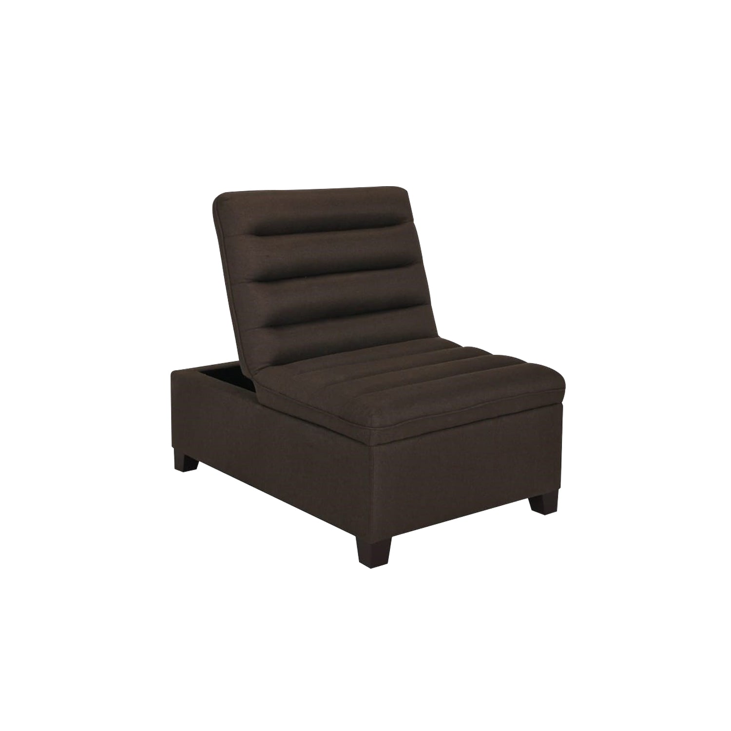 Harny 1-Seater Ottoman Storage Sofa in Brown Fabric