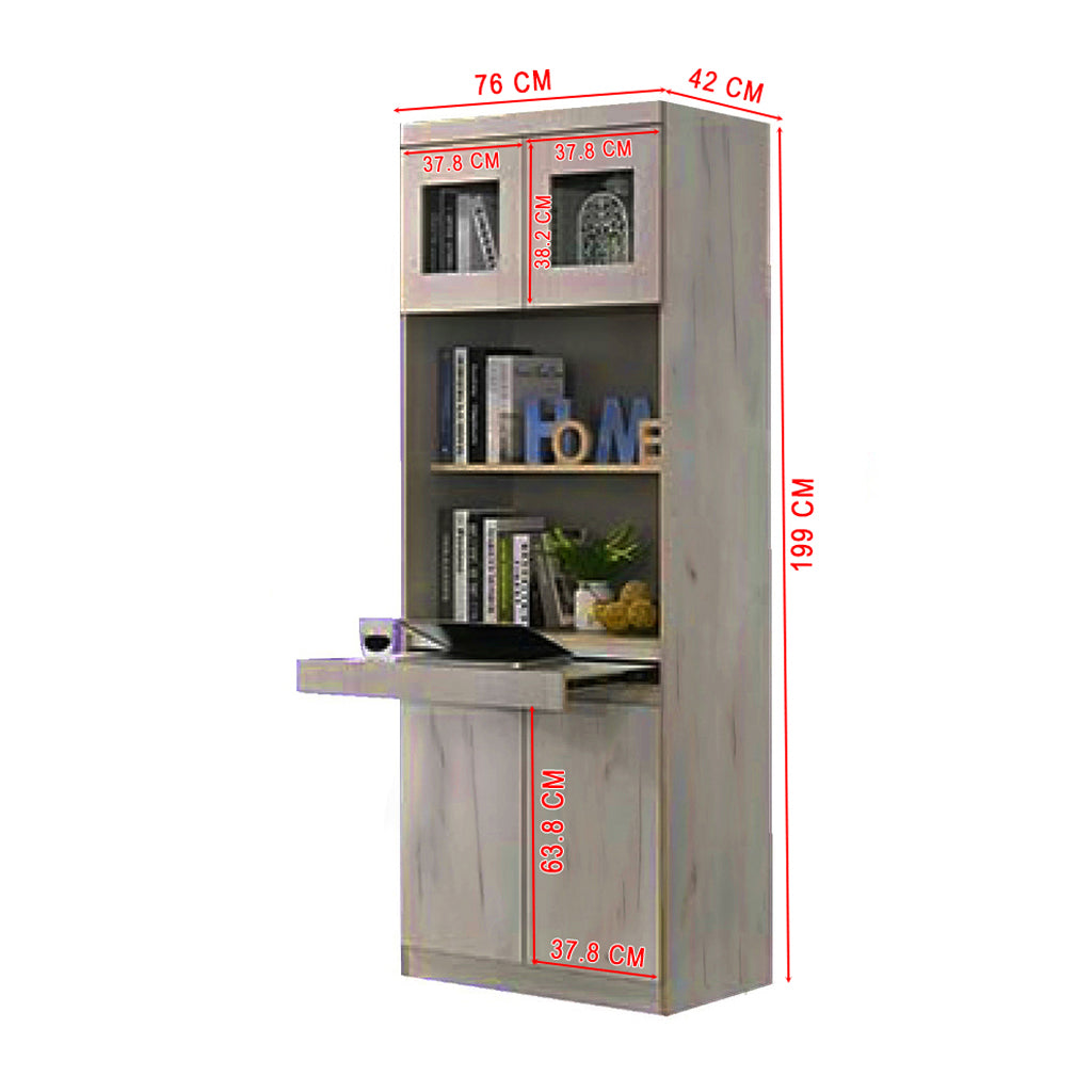 Athena 3 Bookshelf With Glass Doors in 3 Colours