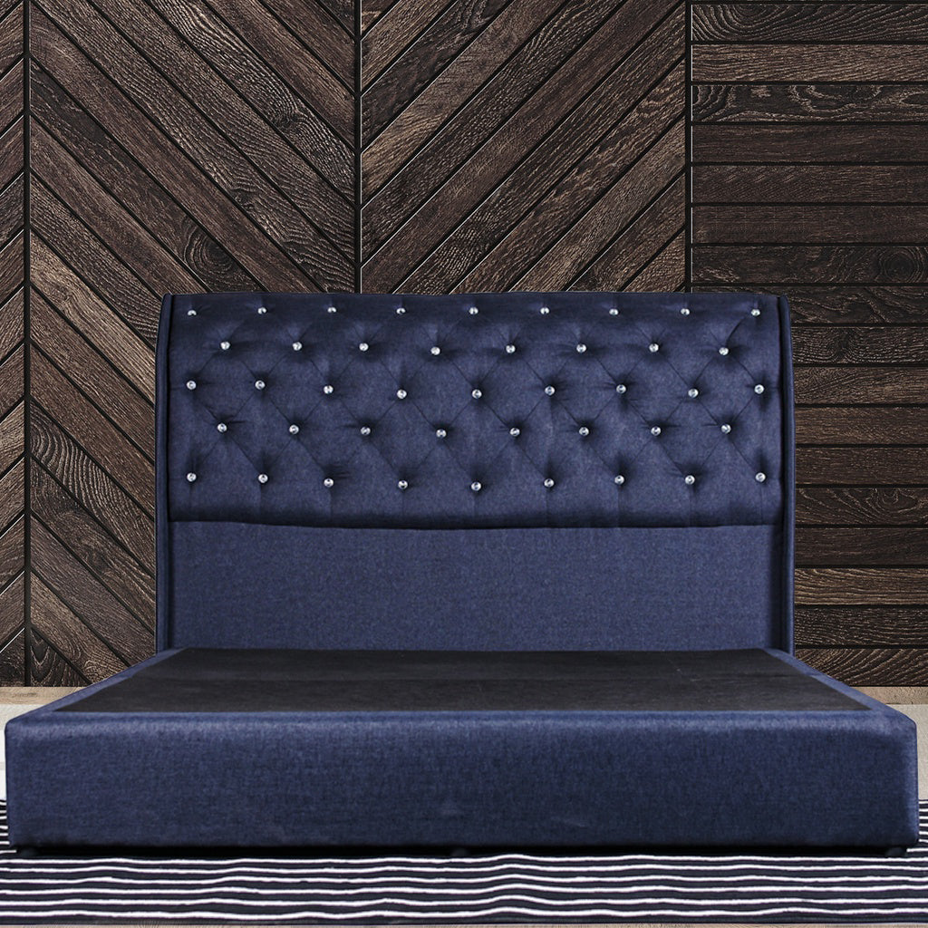 Rinoa Series 3 Woven Fabric Divan Bed Frame in Dark Navy Colour - All Sizes Available