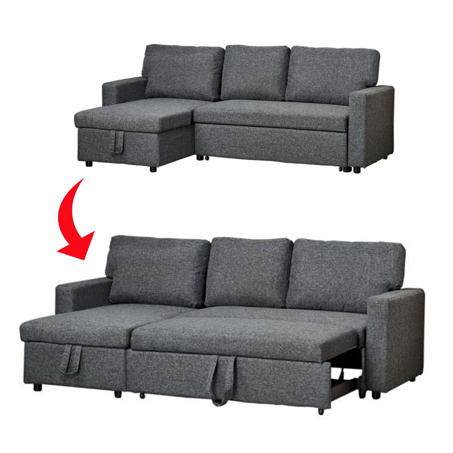 Marjie Series 3 Sleeper Sectional Reversible Sofa w/ Storage Upholstered w/ Pet-Friendly Option