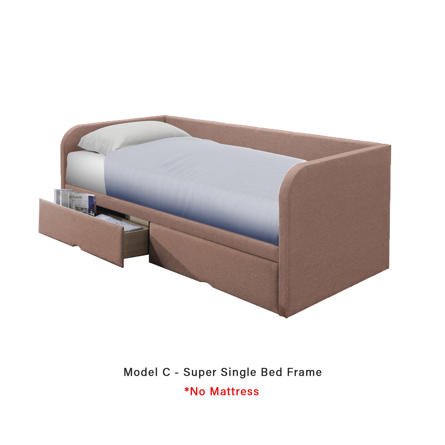 Korro Series Model C Daybed with Drawers - Pet-Friendly Option with Mattress - 56 Colours
