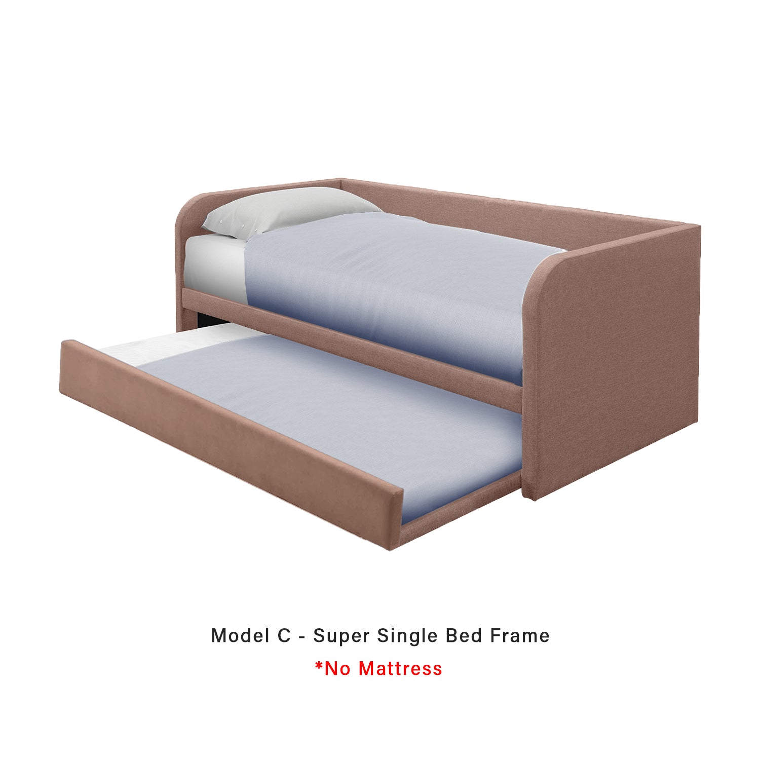 Joash Model C Daybed with Trundle with Mattress - Pet-Friendly Option - 56 Colours