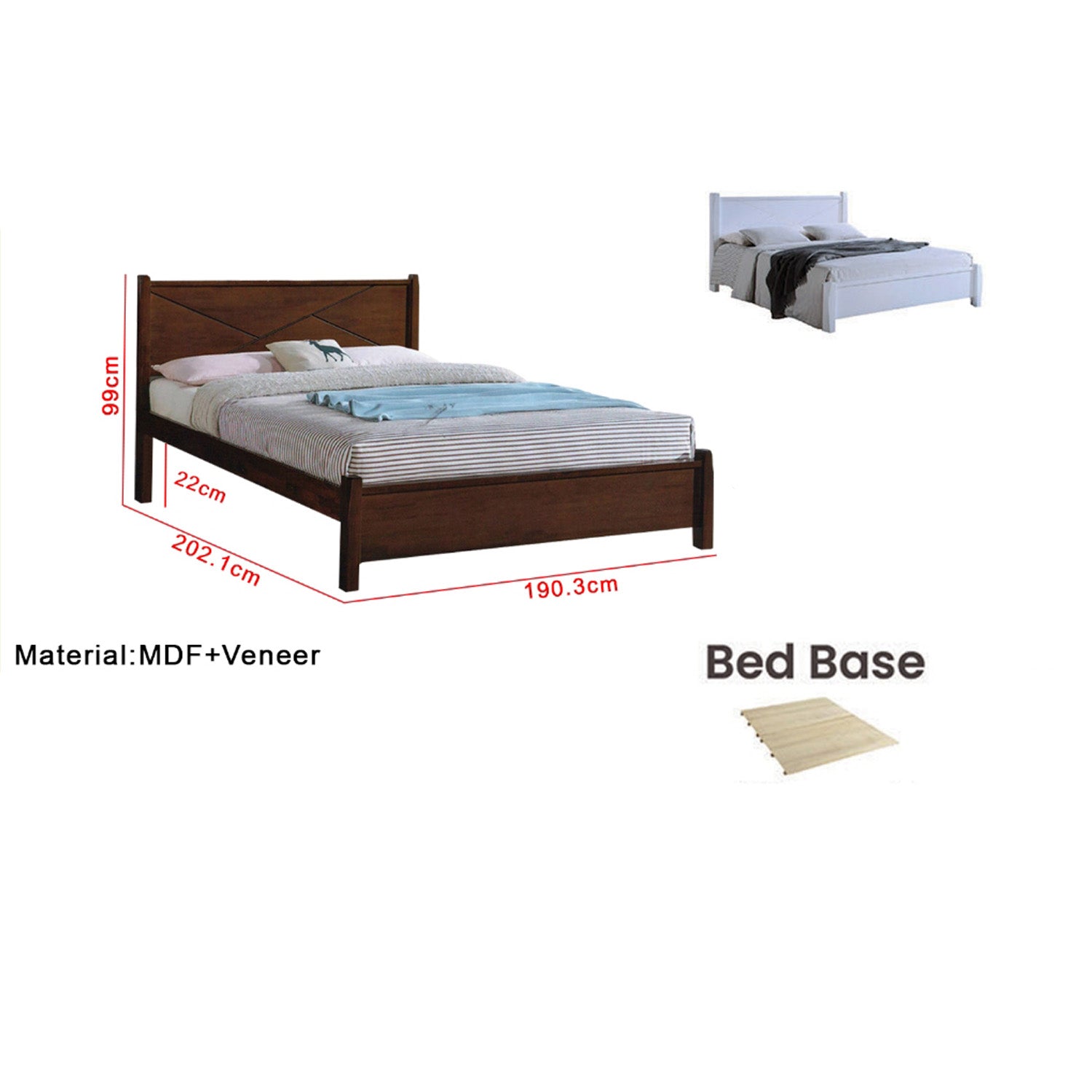 Nadia Series 3 Wooden Bedframe Collection Solid Wood - King Size with Mattress Option