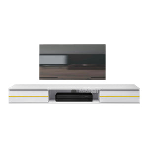 Garnet Series 3 Floating TV Console with Built-in Socket in White Colour