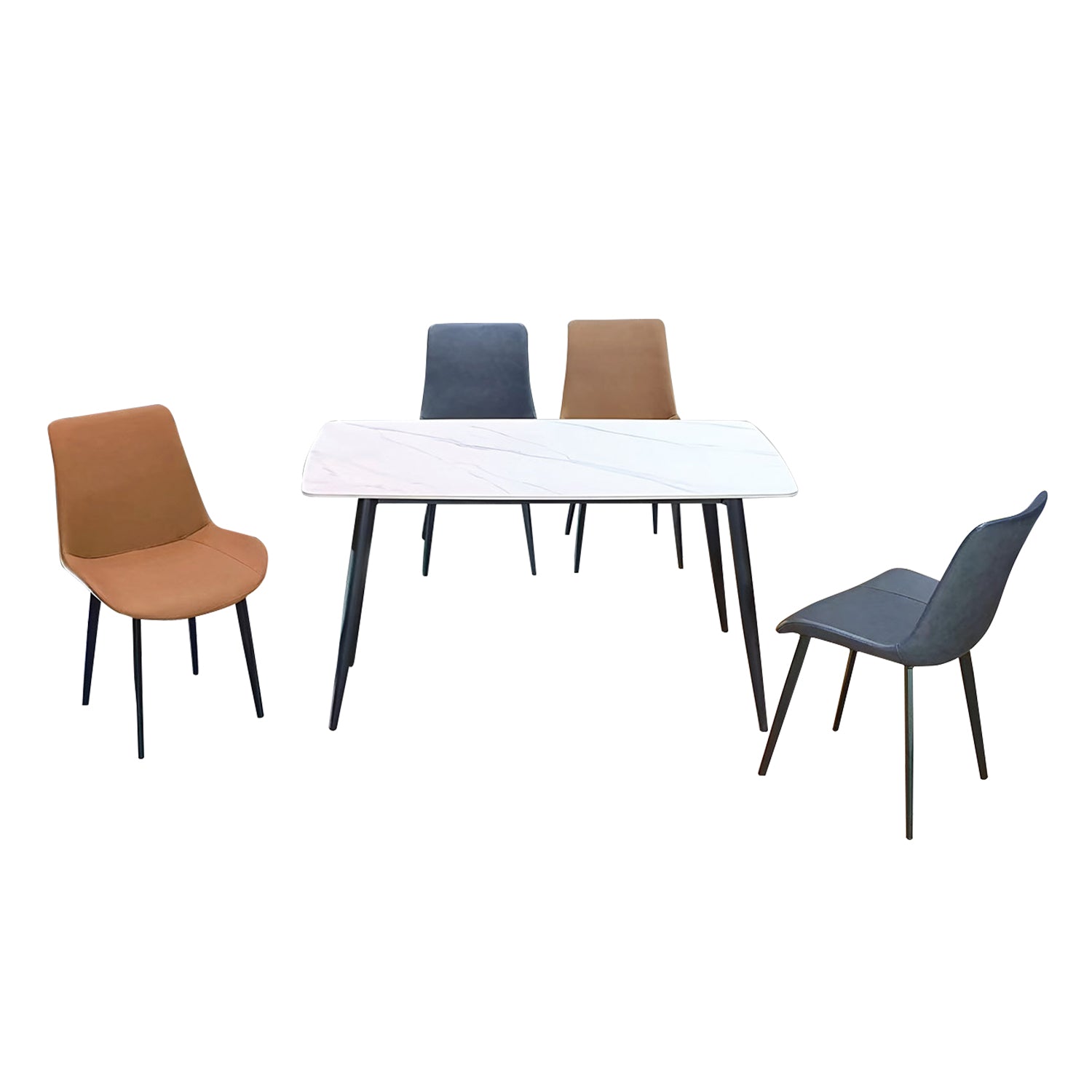 Kaye 1 Table +  4 Chairs Dining Set-  Marble-like Top Dining Table
