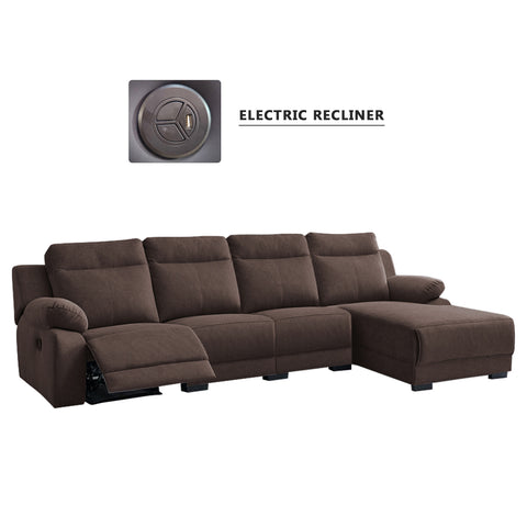 Image of Drazie L-shaped Reclining Sofa Pocketed Spring & Coffee Table in Claw Resistant Pet-Friendly Fabric/Leather