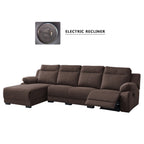 Drazie L-shaped Reclining Sofa Pocketed Spring & Coffee Table in Claw Resistant Pet-Friendly Fabric/Leather