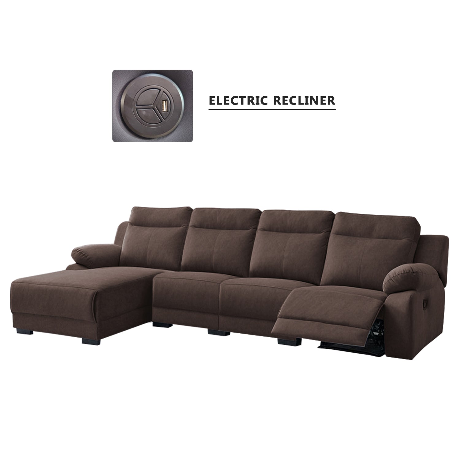 Drazie L-shaped Reclining Sofa Pocketed Spring & Coffee Table in Claw Resistant Pet-Friendly Fabric/Leather