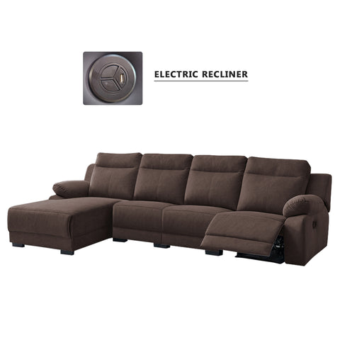 Image of Drazie L-shaped Reclining Sofa Pocketed Spring & Coffee Table in Claw Resistant Pet-Friendly Fabric/Leather
