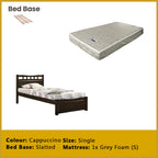 Frankie Single Pull-Out Bedframe MDF + Veneer Solid Wood Slatted Base  w/ Mattress Option